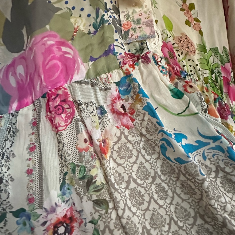 💓Gorgeous Bohemian Johnny Was Floral Patchwork Dress with Slip Included - Picture 11 of 14